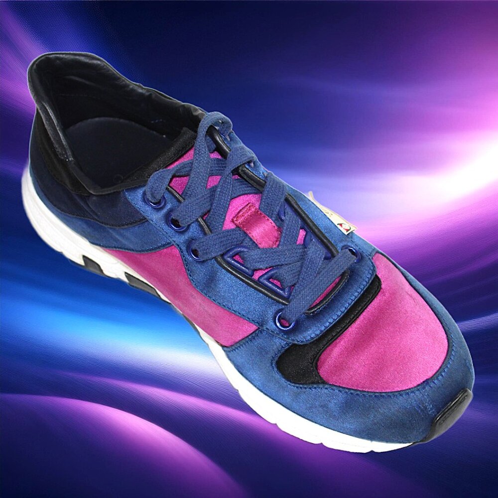 Gucci Web Runner Color Block Navy Fuchsia Lace-Up… - image 6
